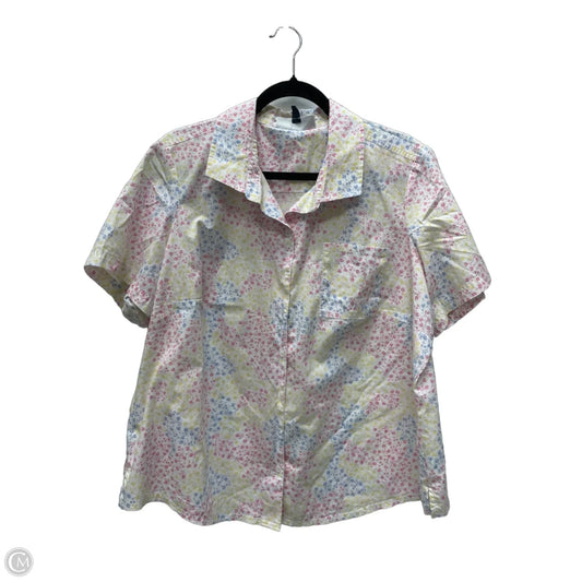 Top Short Sleeve By Karen Scott In Floral Print, Size: 1x