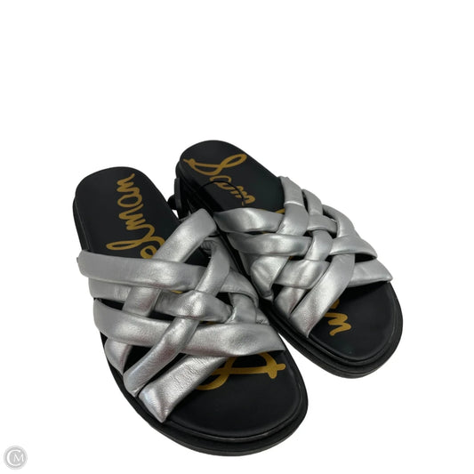 Sandals Flats By Sam Edelman In Black & Silver, Size: 8.5