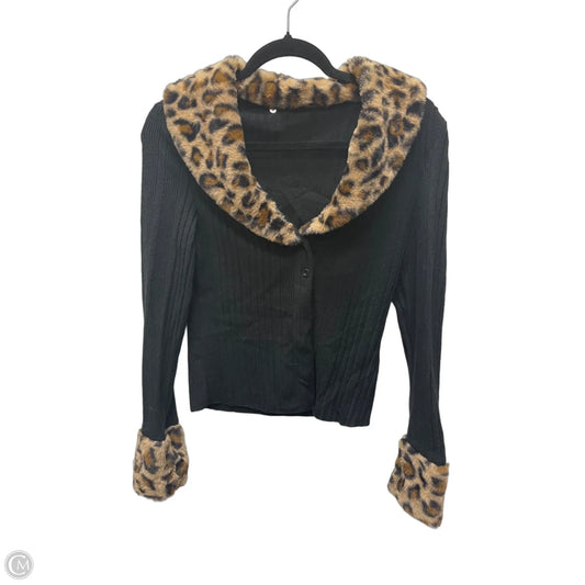 Sweater Cardigan By Clothes Mentor In Leopard Print, Size: M