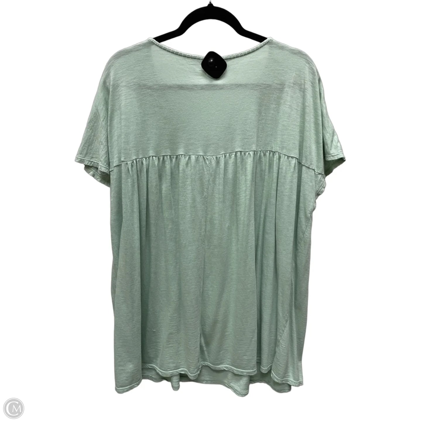 Top Short Sleeve By Wonderly In Green & White, Size: 1x