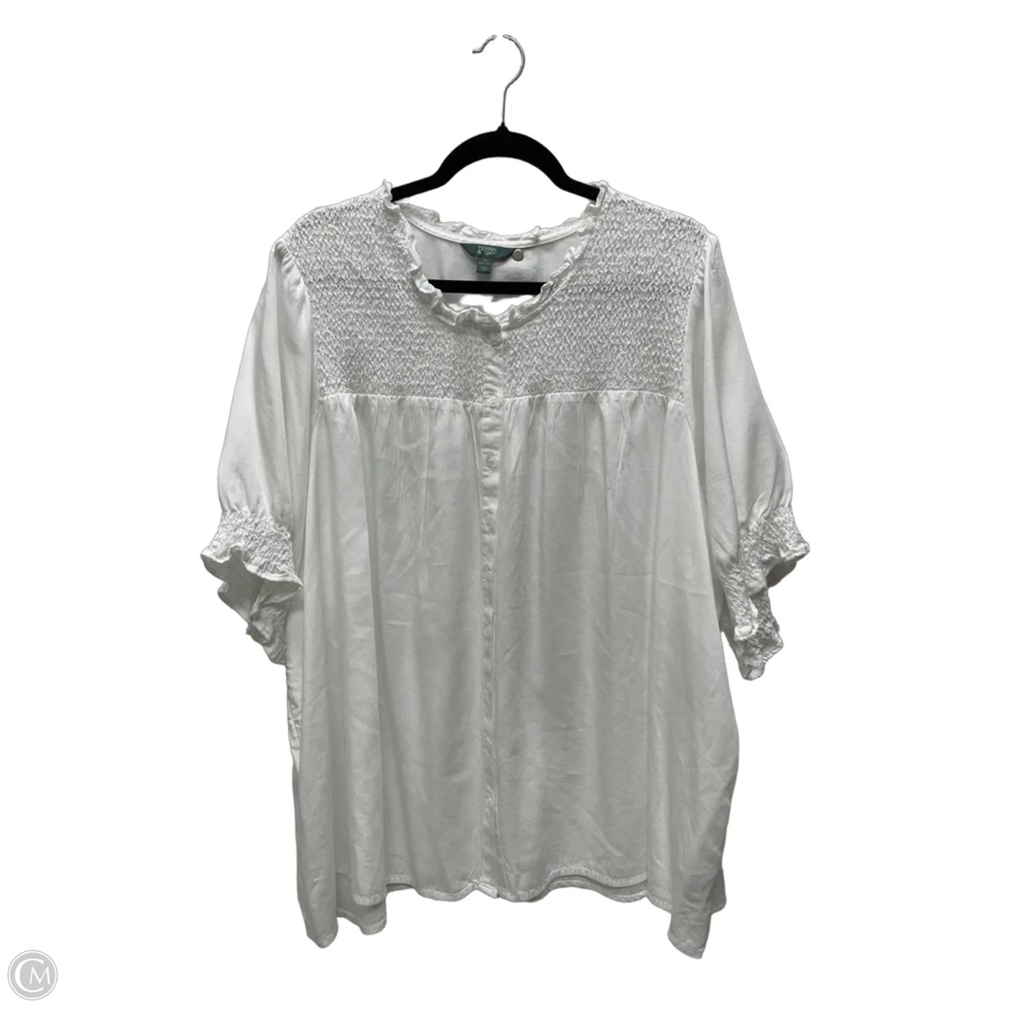 Top Short Sleeve By Terra & Sky In White, Size: 3x