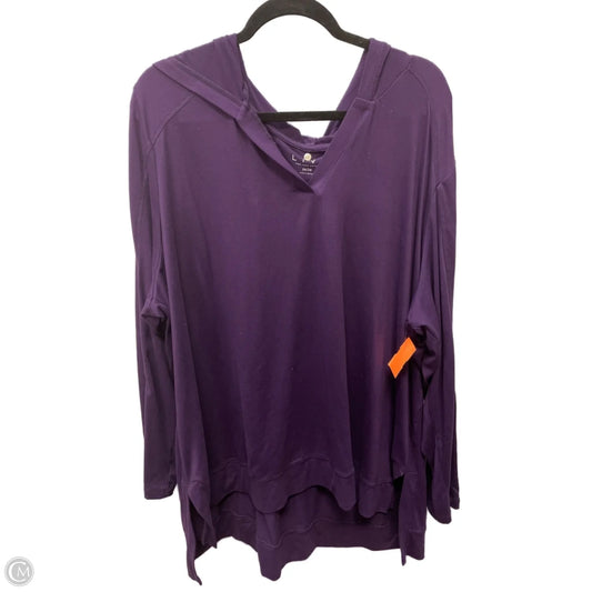 Athletic Top Long Sleeve Hoodie By Livi Active In Purple, Size: 4x