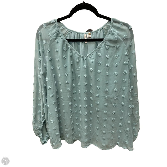 Blouse Long Sleeve By Cato In Teal, Size: 1x