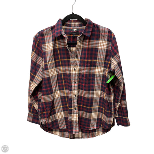 Top Long Sleeve By Madewell In Plaid Pattern, Size: S