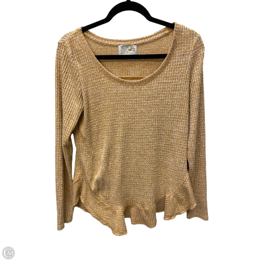 Top Long Sleeve By Anthropologie In Gold & White, Size: S