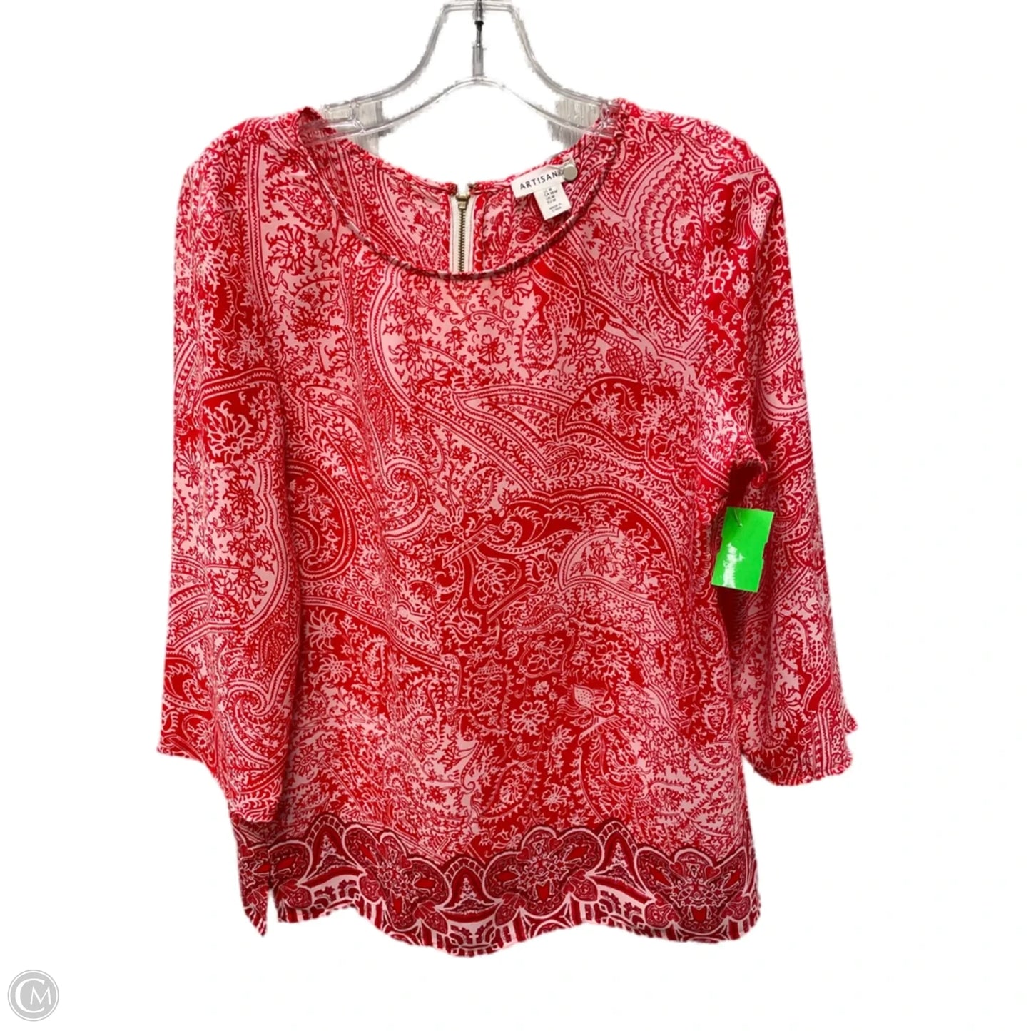 Blouse Long Sleeve By Artisan Ny In Red & White, Size: M
