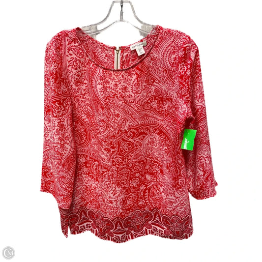 Blouse Long Sleeve By Artisan Ny In Red & White, Size: M