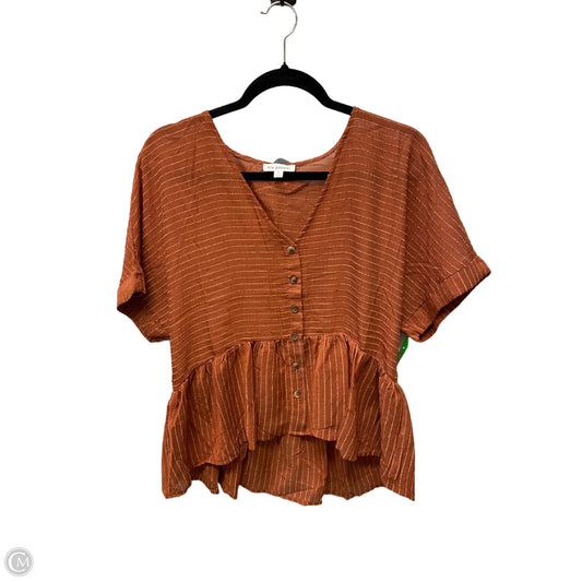 Top Short Sleeve By Blu Pepper In Brown, Size: S