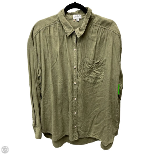 Top Long Sleeve By Wonderly In Green, Size: Xl