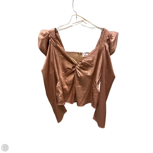 Blouse Long Sleeve By Tcec In Gold, Size: L