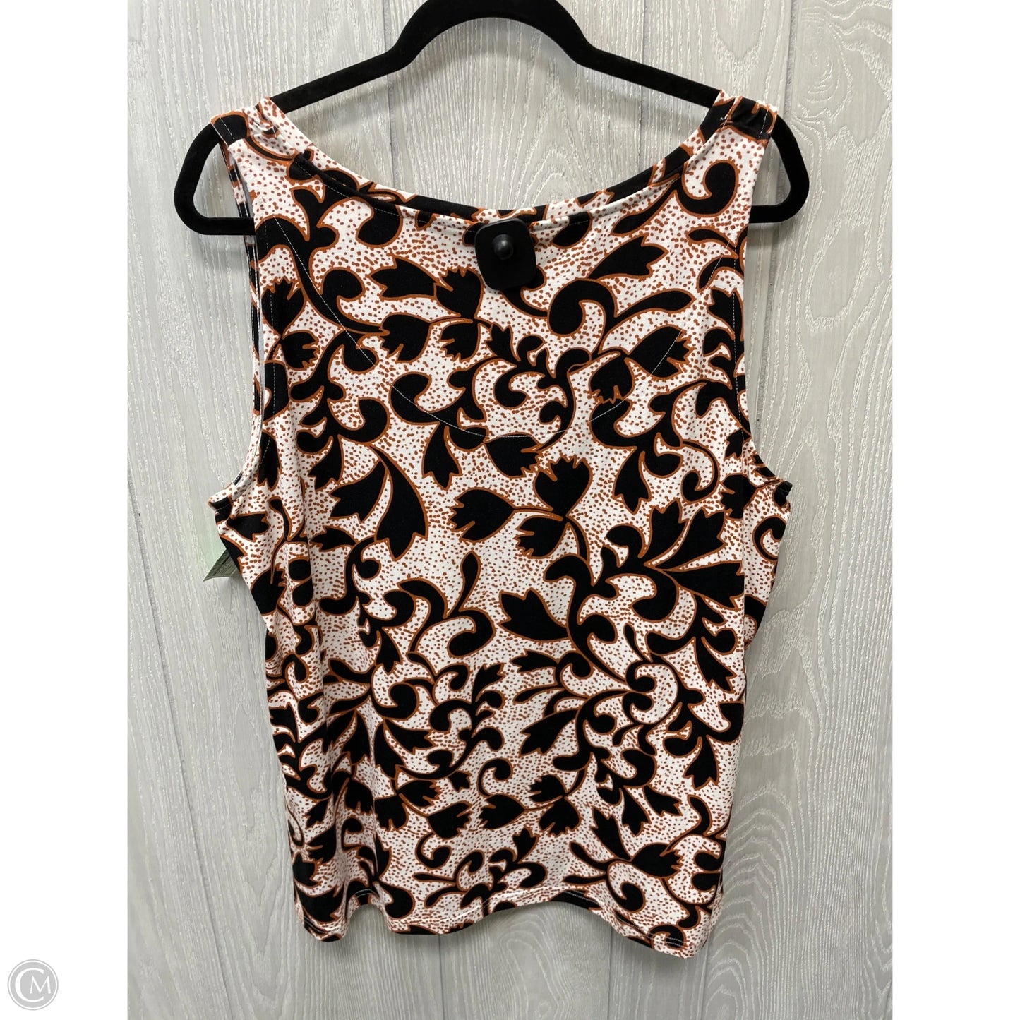 Top Sleeveless By Chicos In Black & Orange, Size: Xl