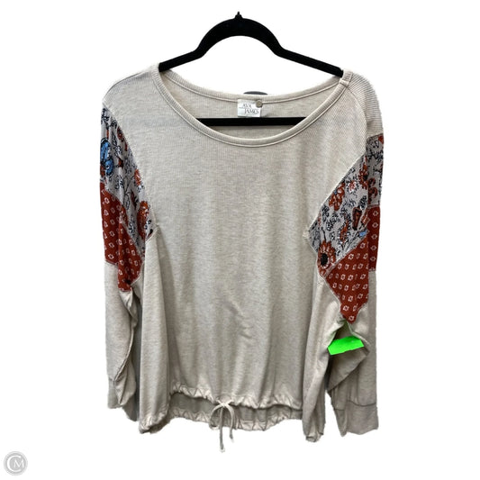 Top Long Sleeve By Ava James In Tan, Size: 1x