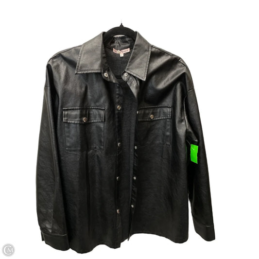 Jacket Shirt By Clothes Mentor In Black, Size: L