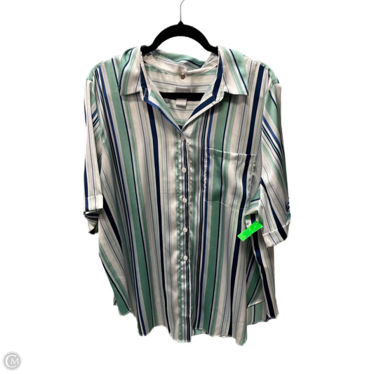 Blouse Short Sleeve By Chicos In Striped Pattern, Size: 2x