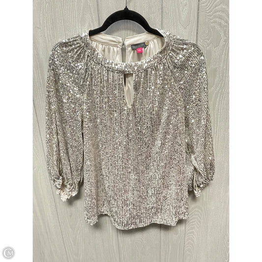 Top 3/4 Sleeve By Vince Camuto In Silver, Size: S