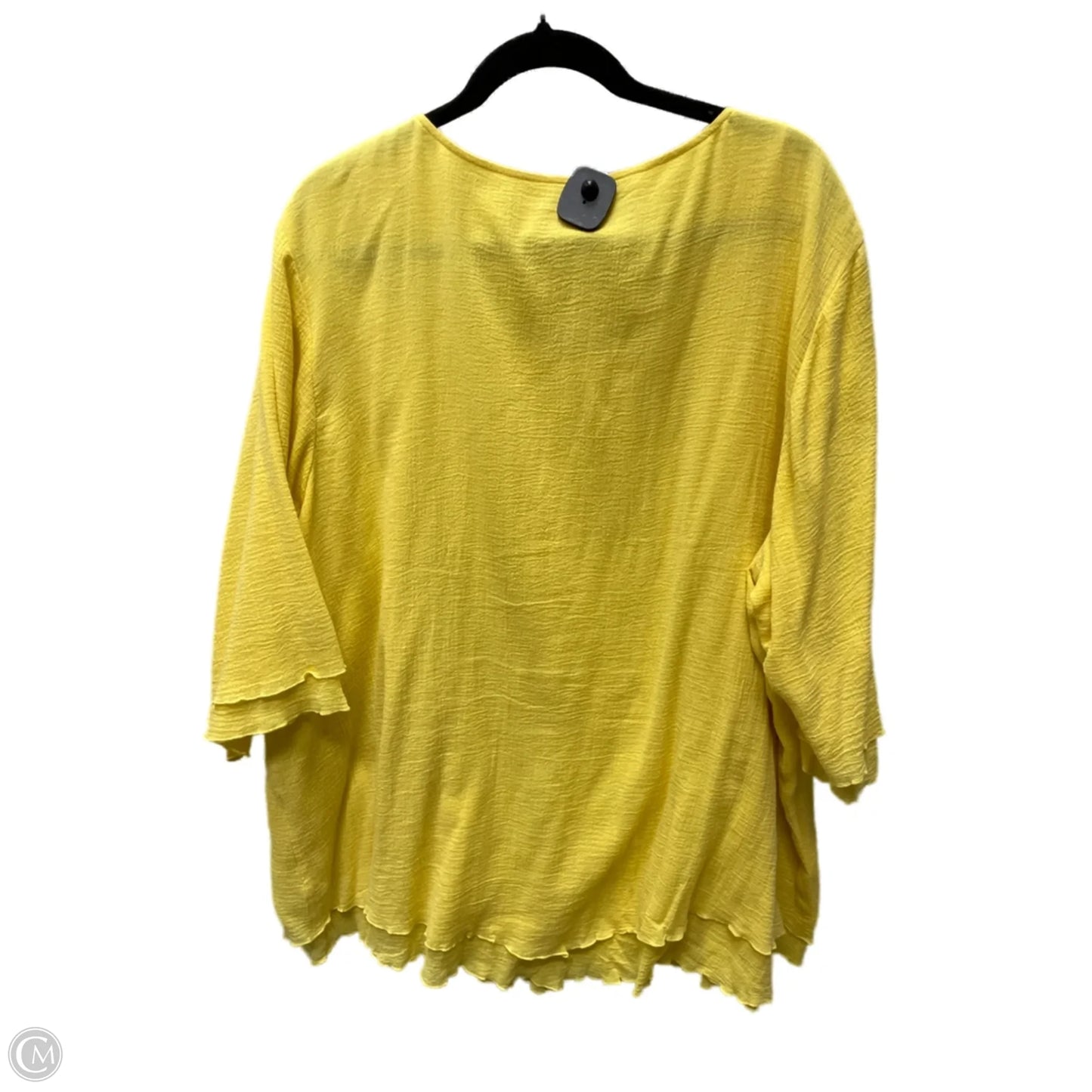 Top 3/4 Sleeve By Soft Surroundings In Yellow, Size: 3x