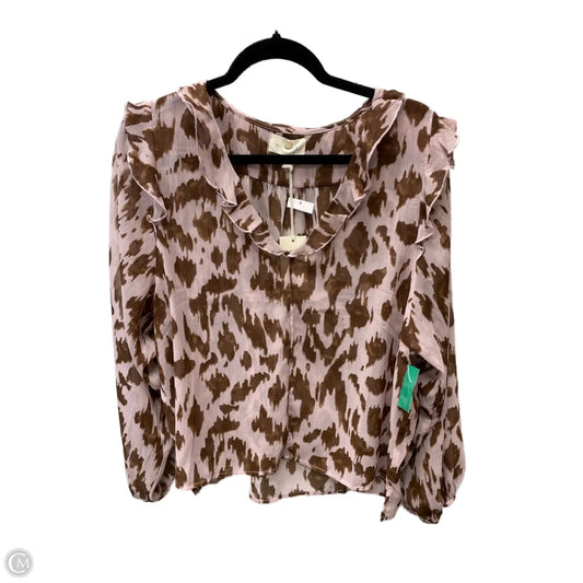 Blouse Long Sleeve By Melloday In Brown & Pink, Size: L