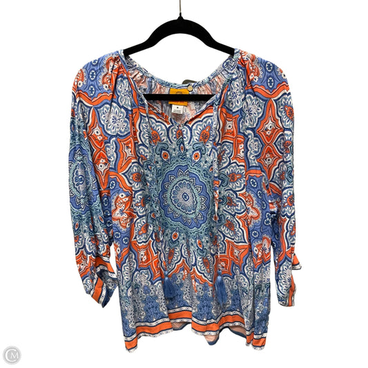Top 3/4 Sleeve By Ruby Rd In Blue & Orange, Size: M