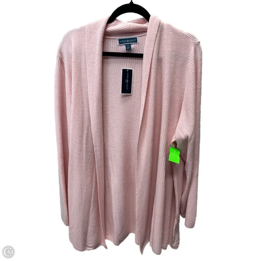 Sweater Cardigan By Karen Scott In Pink, Size: 3x