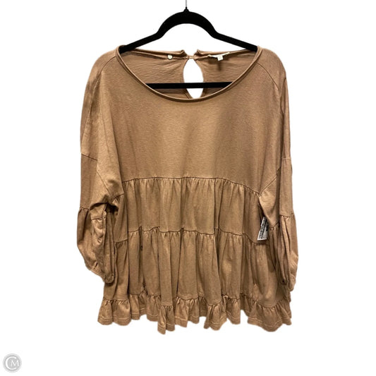 Top 3/4 Sleeve By Easel In Brown, Size: S
