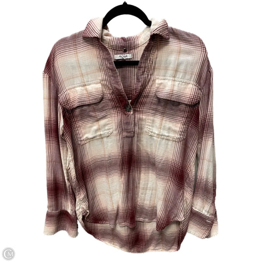 Top Long Sleeve By Madewell In Plaid Pattern, Size: S
