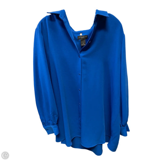 Blouse Long Sleeve By Investments In Blue, Size: 1x