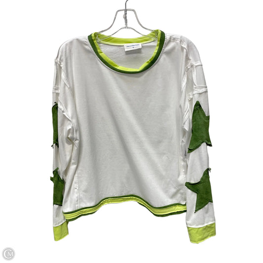 Top Long Sleeve By natural floor quality  In Green & White, Size: L