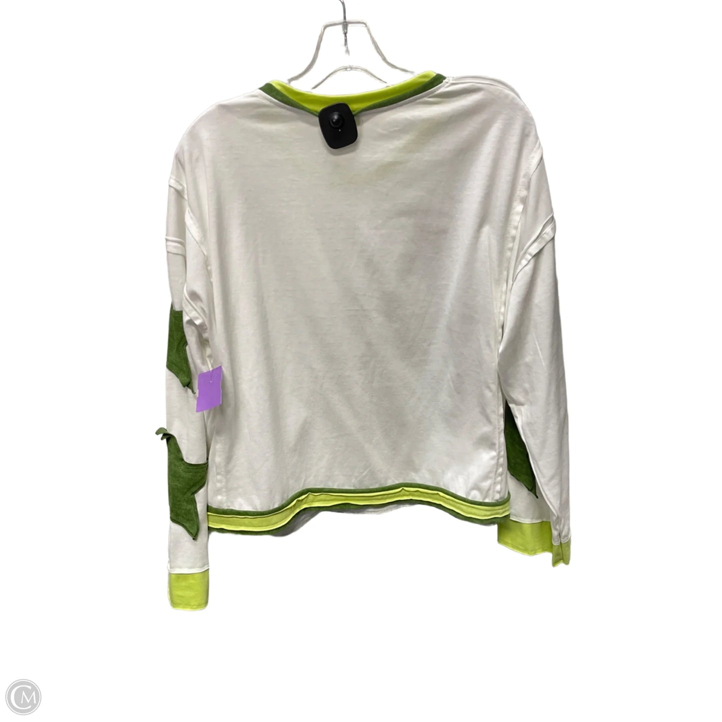 Top Long Sleeve By natural floor quality  In Green & White, Size: L