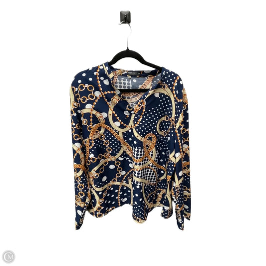 Blouse Long Sleeve By Shein In Blue & Tan, Size: 2x