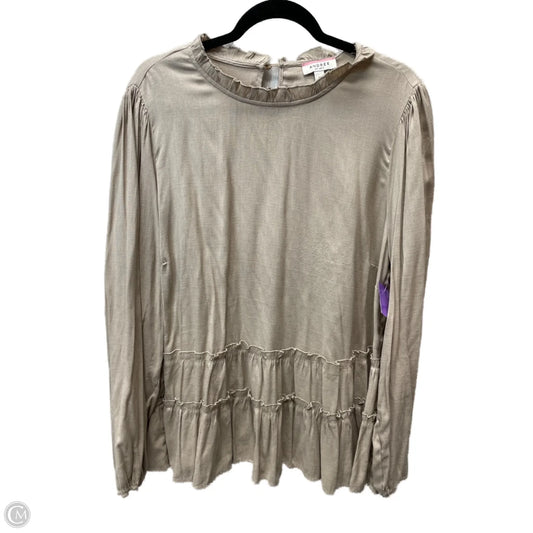 Blouse Long Sleeve By Andree By Unit In Tan, Size: 3x