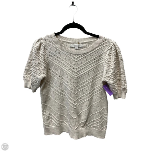 Sweater Short Sleeve By Loft In Tan, Size: S
