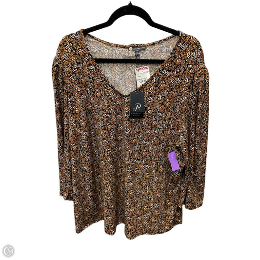 Top 3/4 Sleeve By Adrianna Papell In Multi-colored, Size: 2x