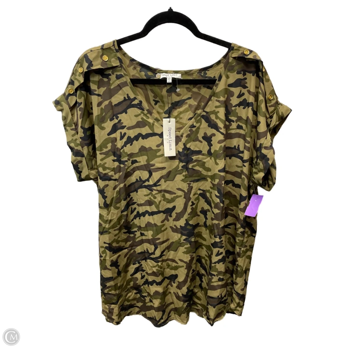 Blouse Short Sleeve By Clothes Mentor In Camouflage Print, Size: 2x