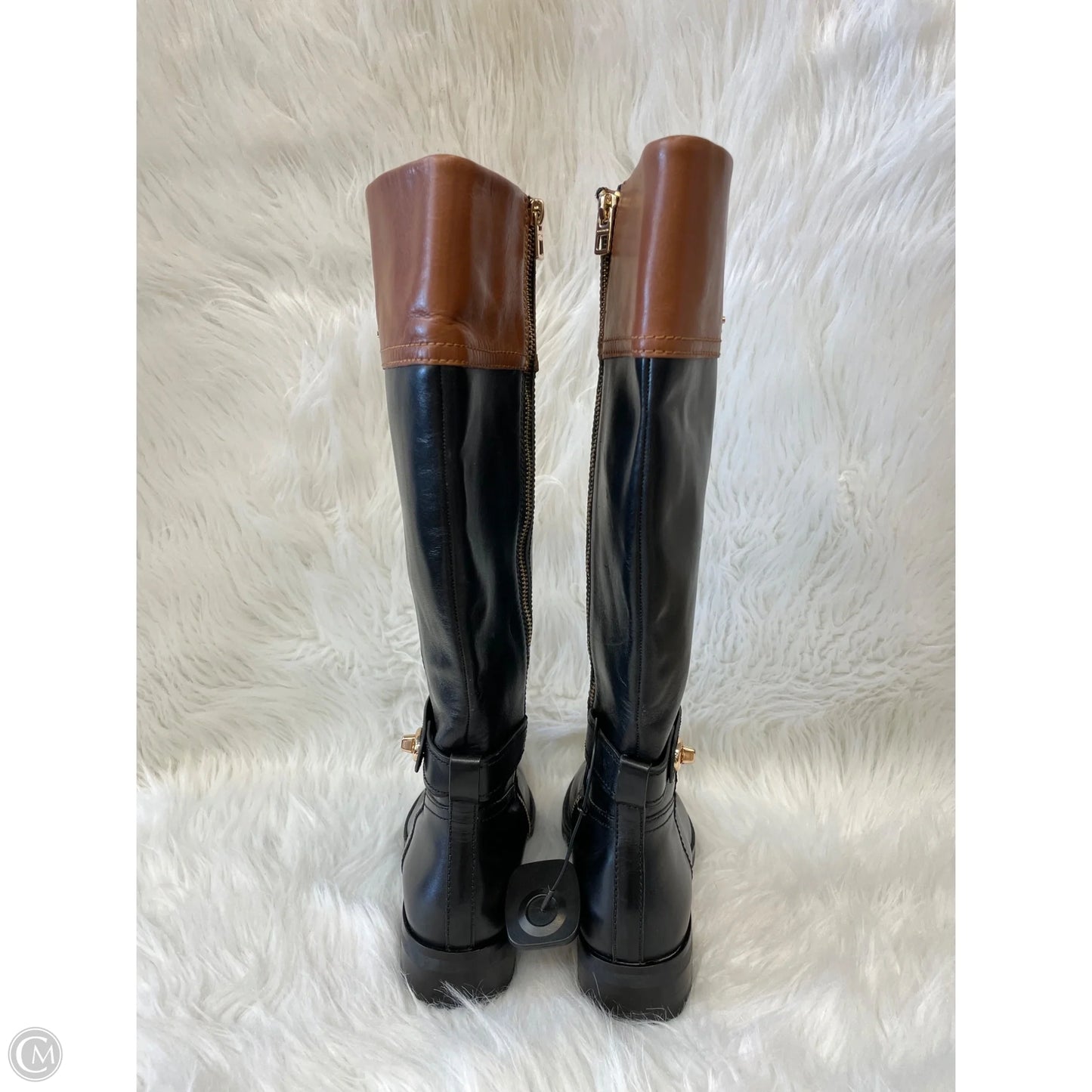 Boots Designer By Coach In Black & Brown, Size: 7