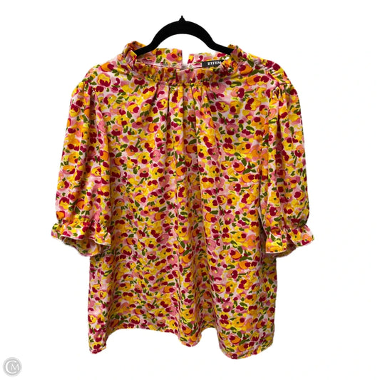 Blouse Short Sleeve By BTFBM In Floral Print, Size: Xl