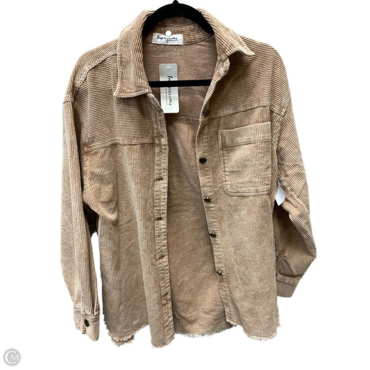 Jacket Shirt By Impressions In Tan, Size: S
