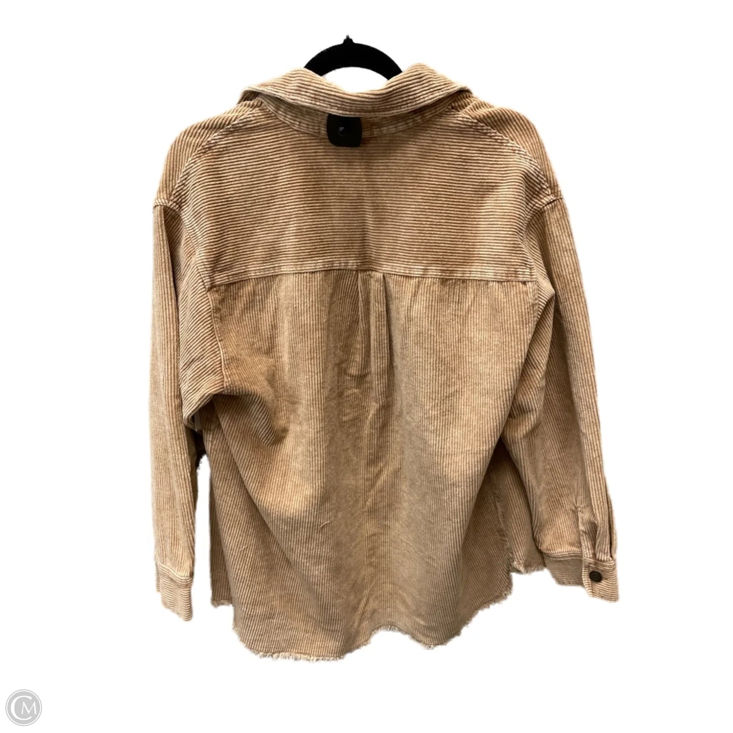 Jacket Shirt By Impressions In Tan, Size: S