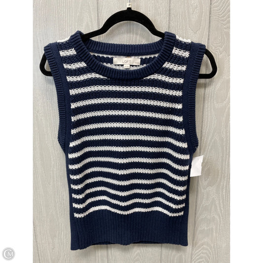 Sweater Short Sleeve By Loft In Striped Pattern, Size: Lp
