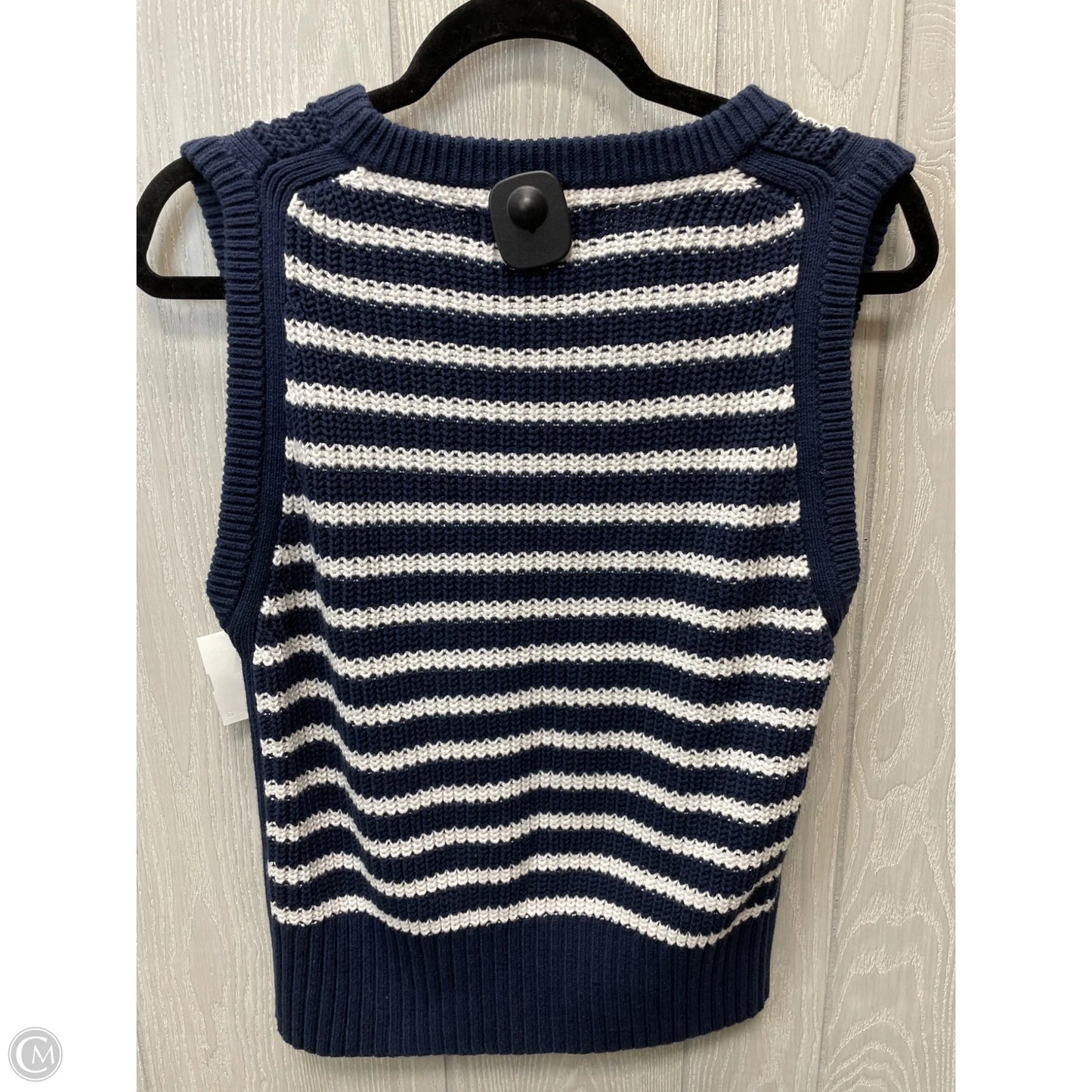 Sweater Short Sleeve By Loft In Striped Pattern, Size: Lp