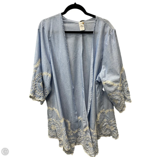 Cardigan By Clothes Mentor In Blue & White, Size: 2x