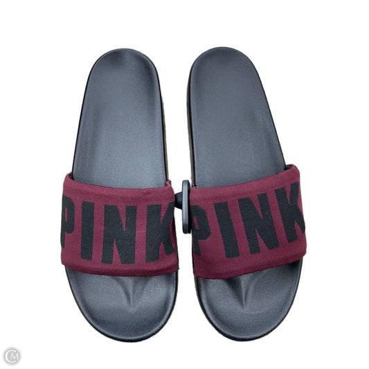 Sandals Flats By Pink In Maroon, Size: 9.5