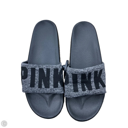 Sandals Flats By Pink In Black & Grey, Size: 9.5