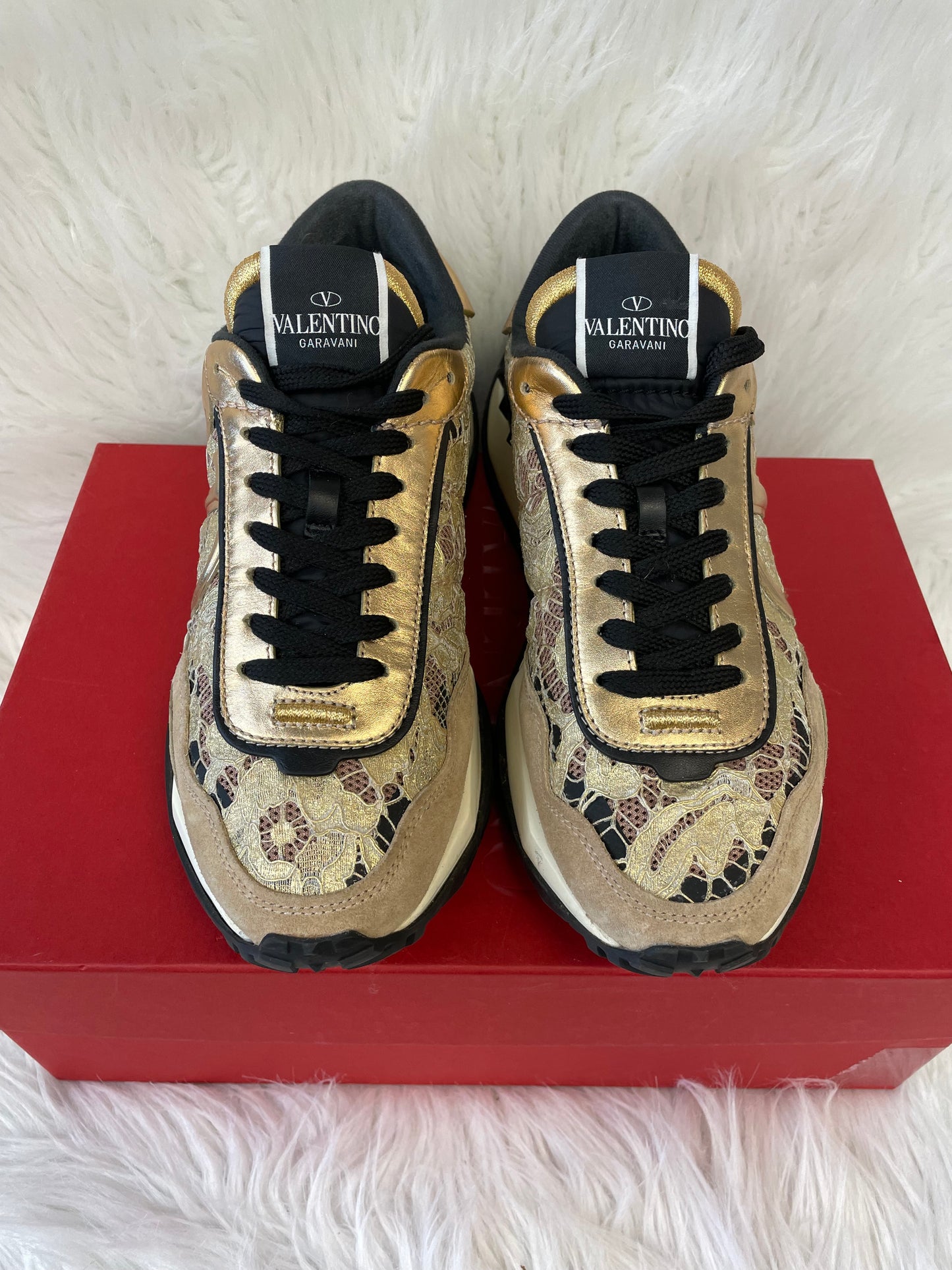 SHOES LUXURY DESIGNER by VALENTINO-GARAVANI In GOLD & TAN, Size: 8