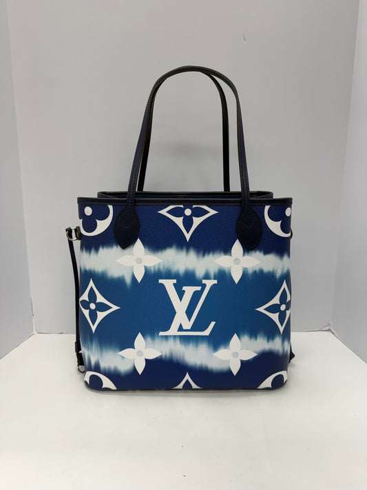 Handbag Luxury Designer By Louis Vuitton In Blue & White, Size:Medium