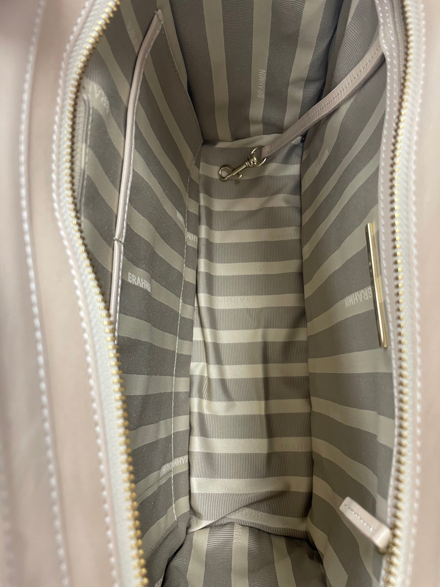 Handbag Designer By Brahmin In Green & Tan, Size:Large