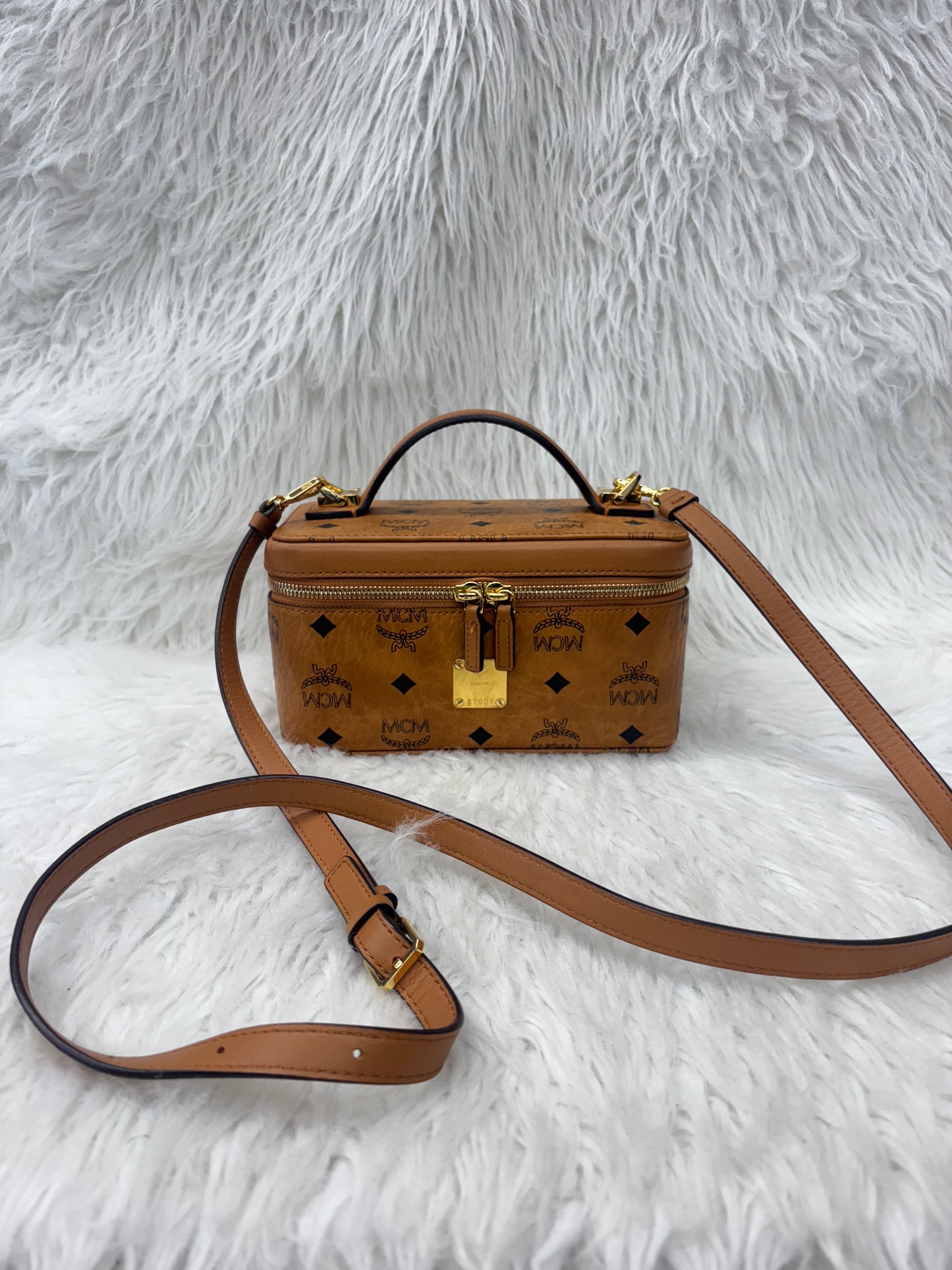 Crossbody Luxury Designer By Mcm In Brown, Size:Small