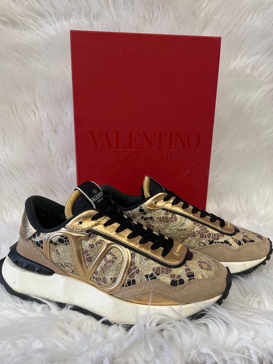SHOES LUXURY DESIGNER by VALENTINO-GARAVANI In GOLD & TAN, Size: 8