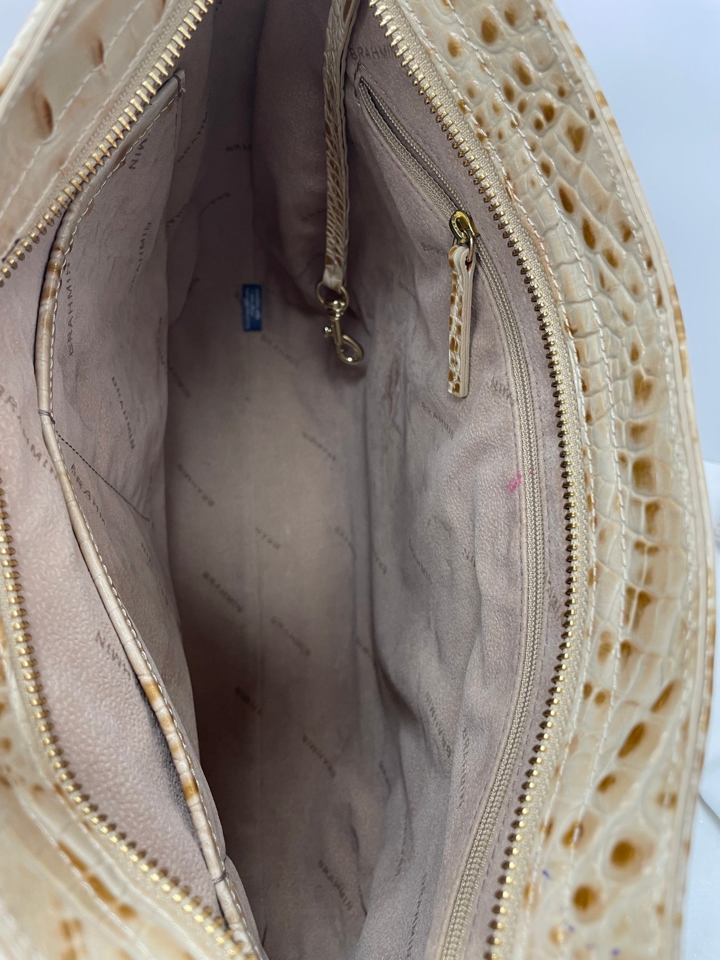 Handbag Designer By Brahmin In Cream & Tan, Size:Large