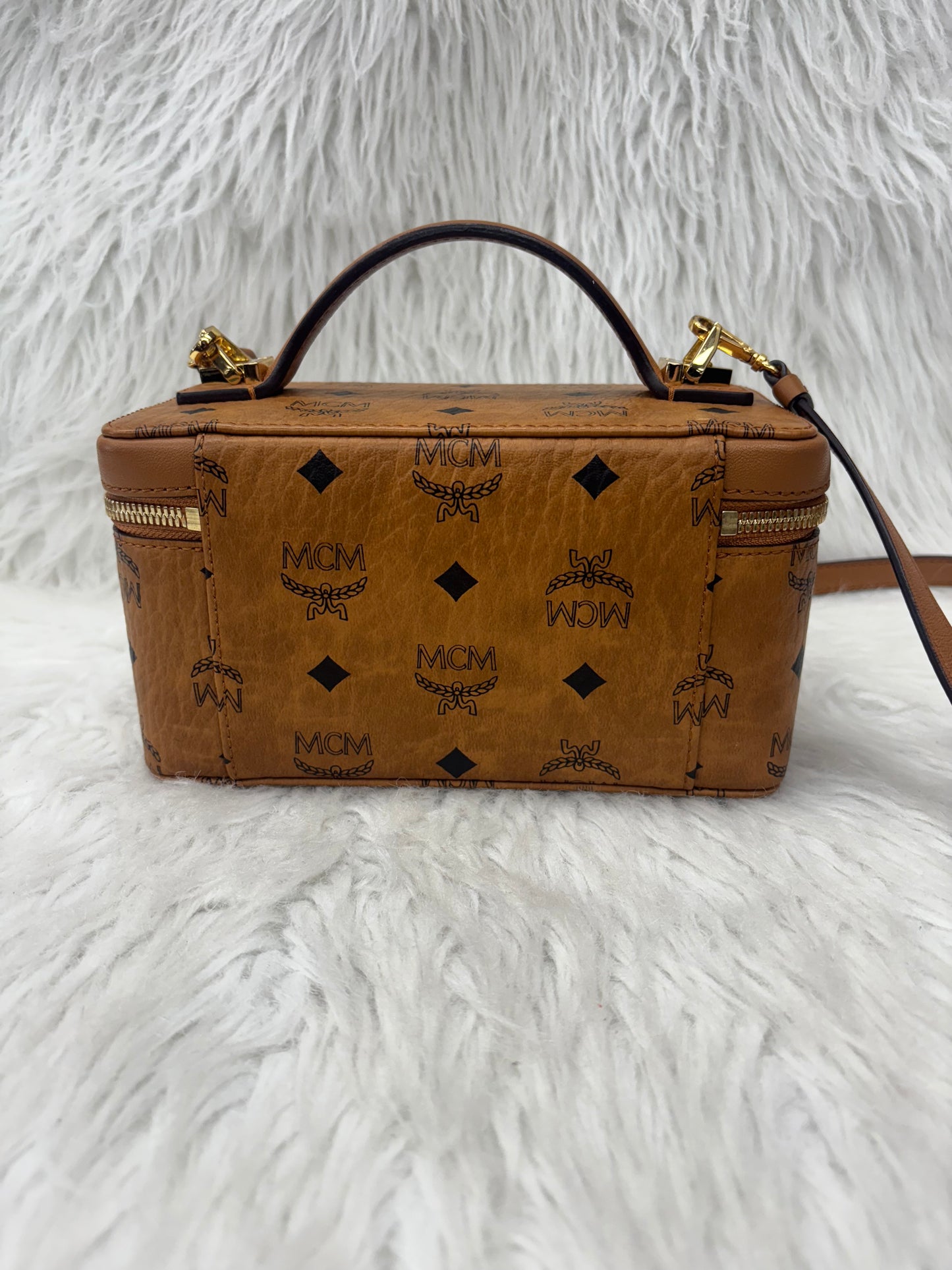 Crossbody Luxury Designer By Mcm In Brown, Size:Small